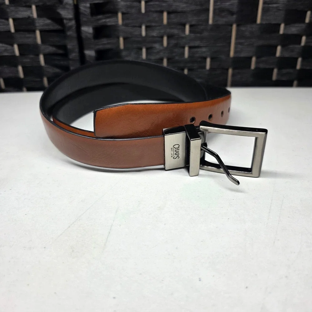 Chaps Mens Reversible Belt XL 34-36 Brown Black Gunmetal Buckle 12CH0114